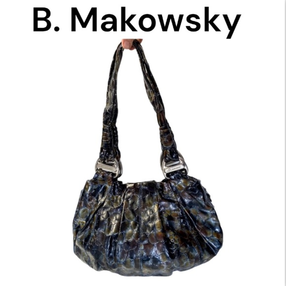B. Malowsky Multicolored Embossed Leather Satchel Handbag - Picture 1 of 15